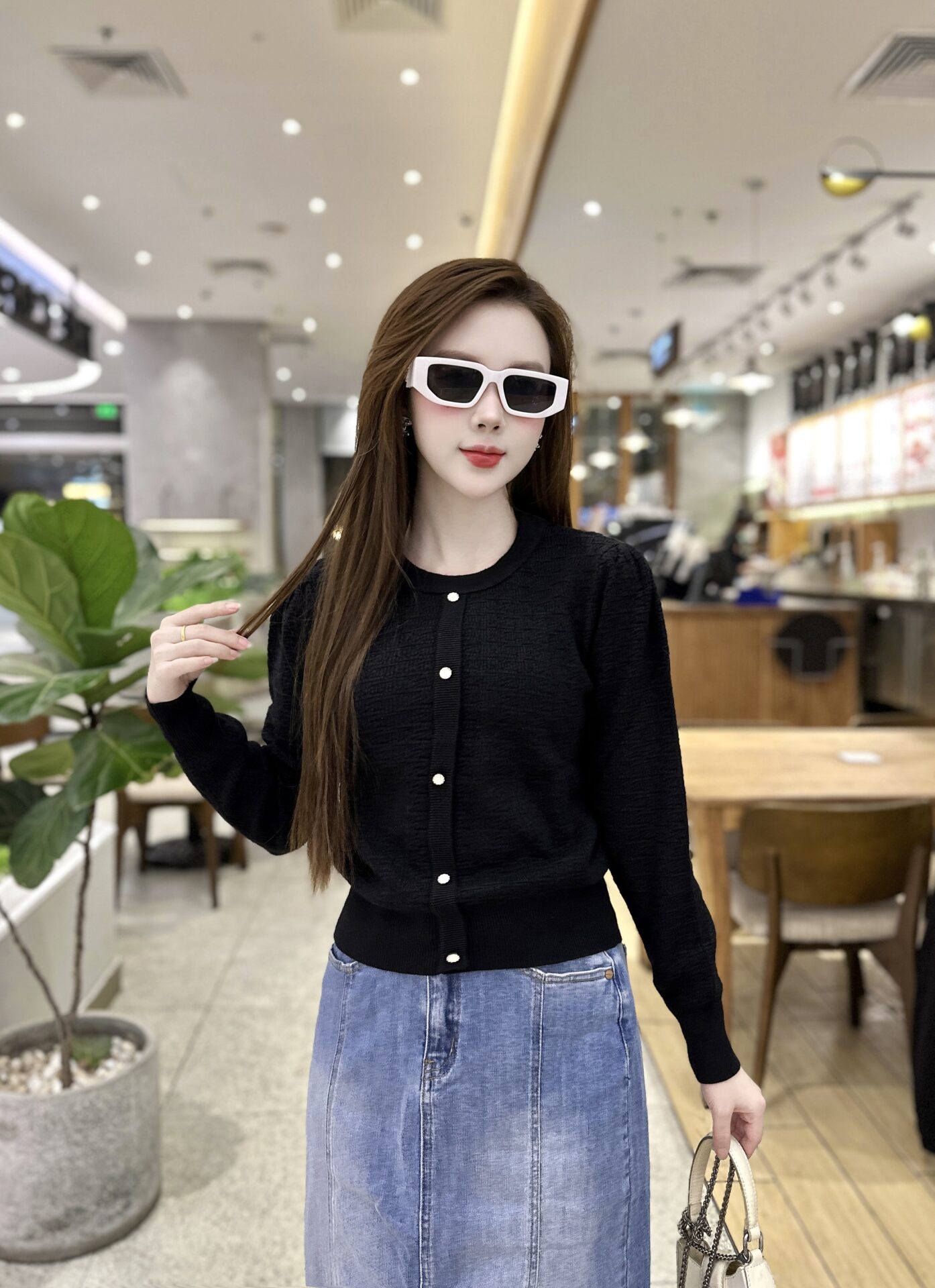 Áo Len Nữ Dài Tay Cổ Tròn Giả Khuy - Ảnh 10