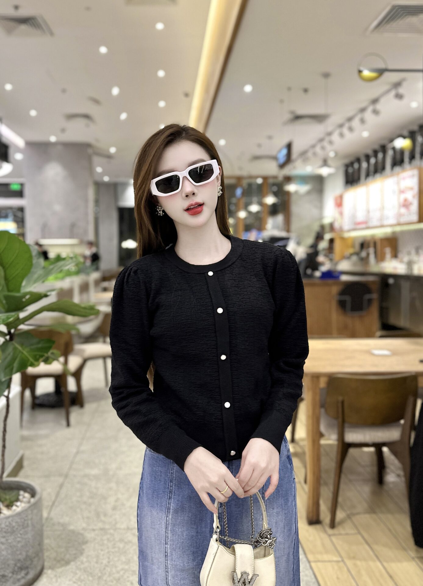 Áo Len Nữ Dài Tay Cổ Tròn Giả Khuy - Ảnh 12