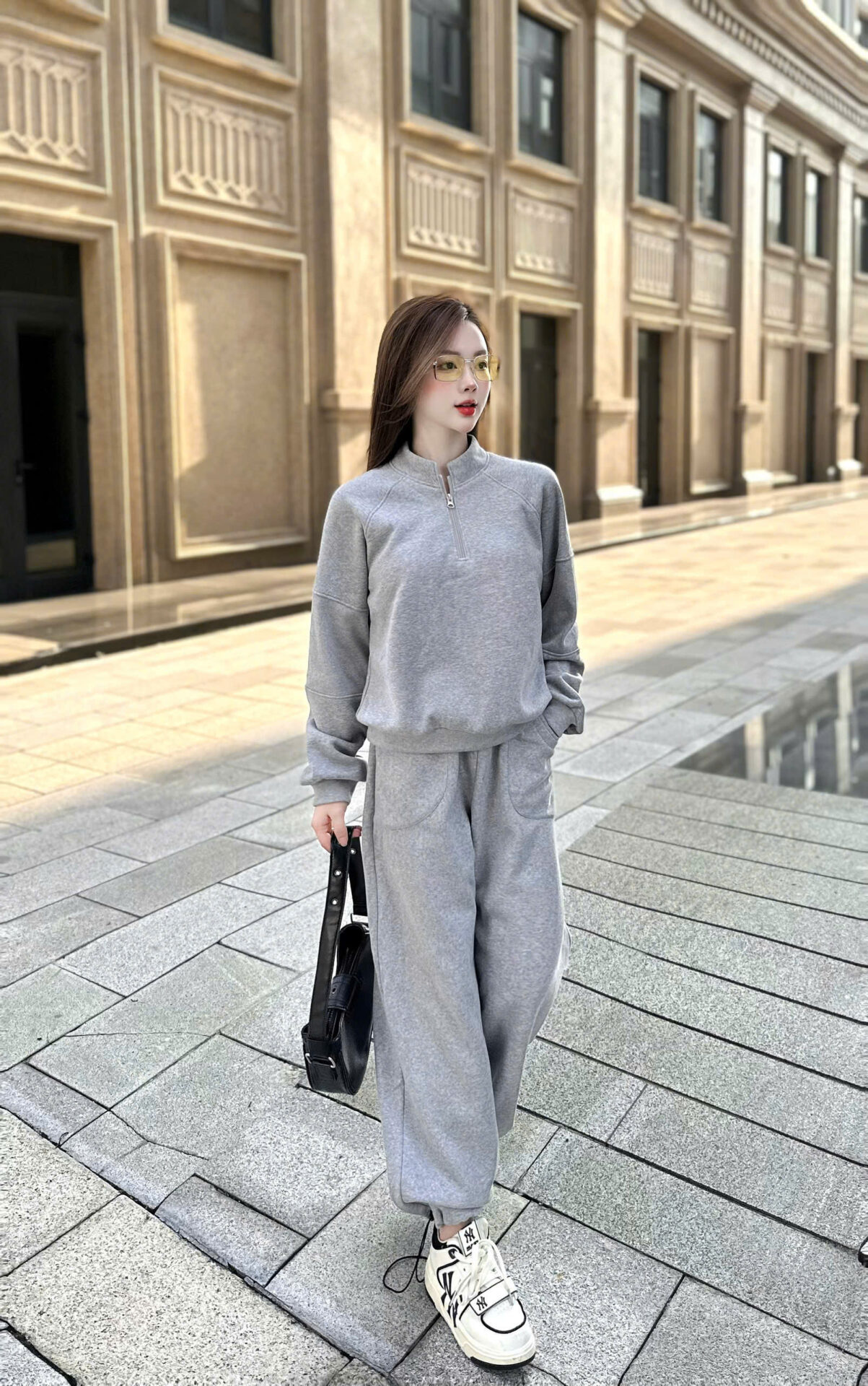 Bộ Nỉ Bông Nữ Cổ Tàu Dây Rút Gấu Quần - Ảnh 5