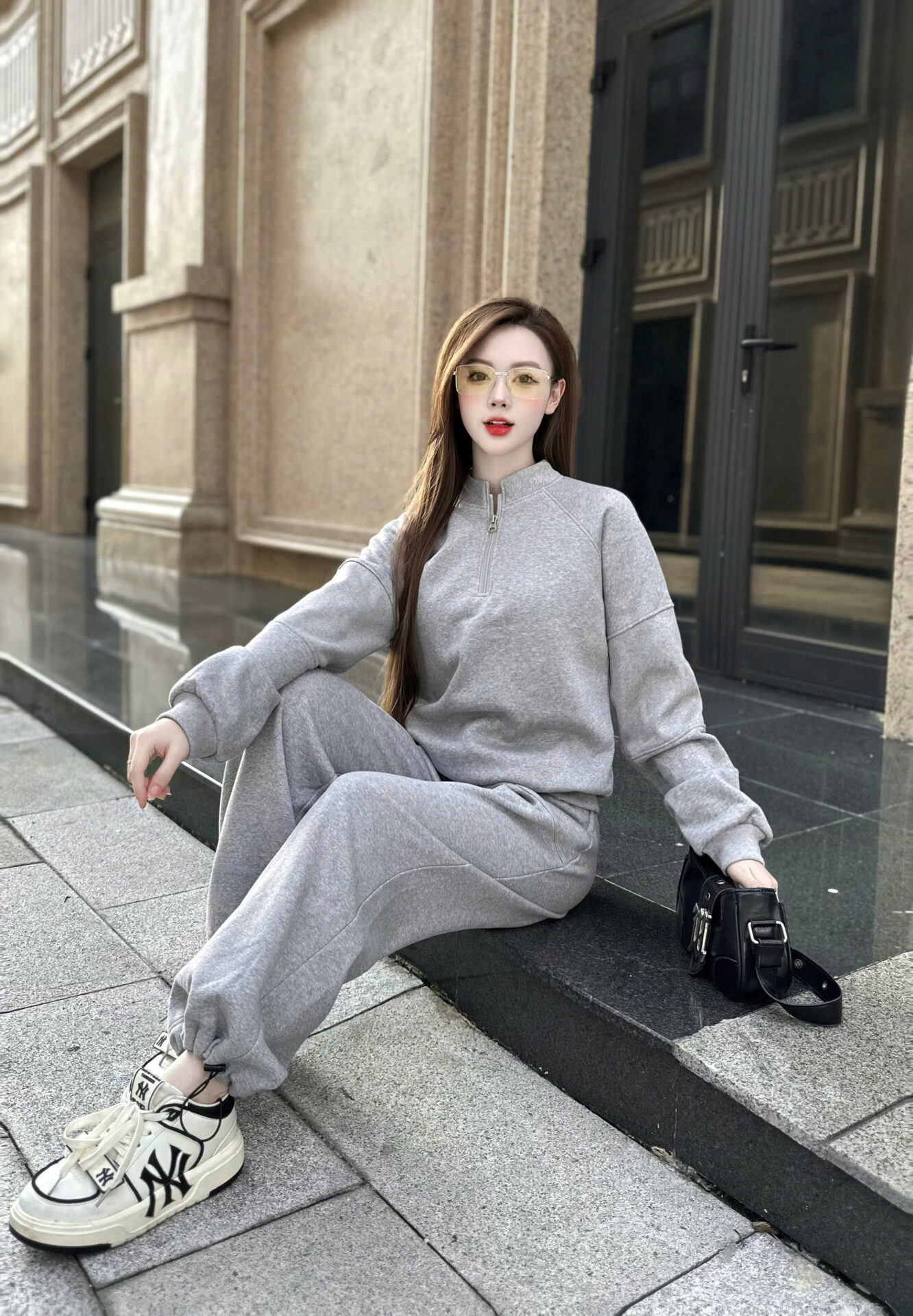 Bộ Nỉ Bông Nữ Cổ Tàu Dây Rút Gấu Quần - Ảnh 6