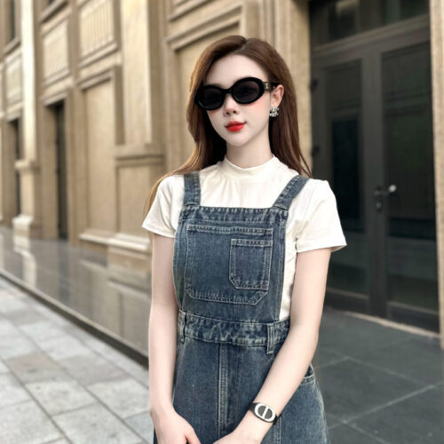 Alternative view of Yếm Jeans Nữ Túi Ngực Can TT Xẻ Lệch