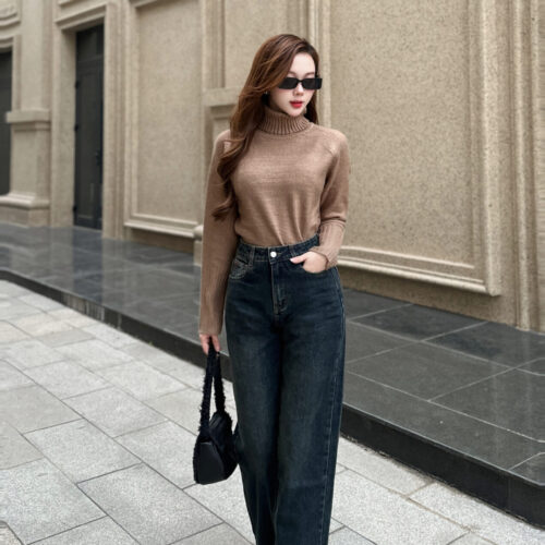 Áo Len Nữ Cổ Cao Dài Tay