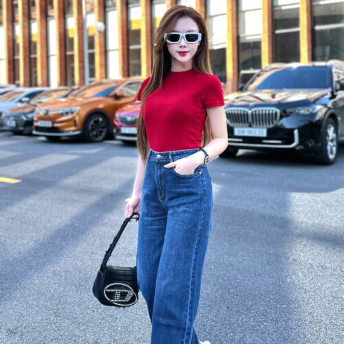 Alternative view of Quần Jeans Nữ Ống Suông Cạp Thường