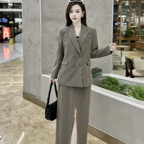 Set VEST : Chân Váy Dài Xẻ Trước