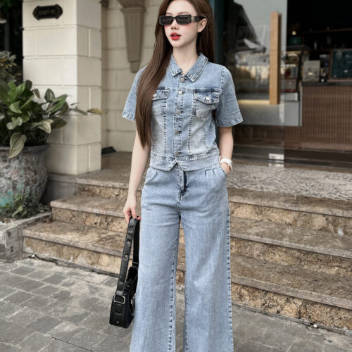Alternative view of Set Jeans Áo Cộc Tay & Quần Ống Suông