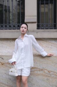 Bộ Đũi Quần Short Kèm Sơ Mi Nữ